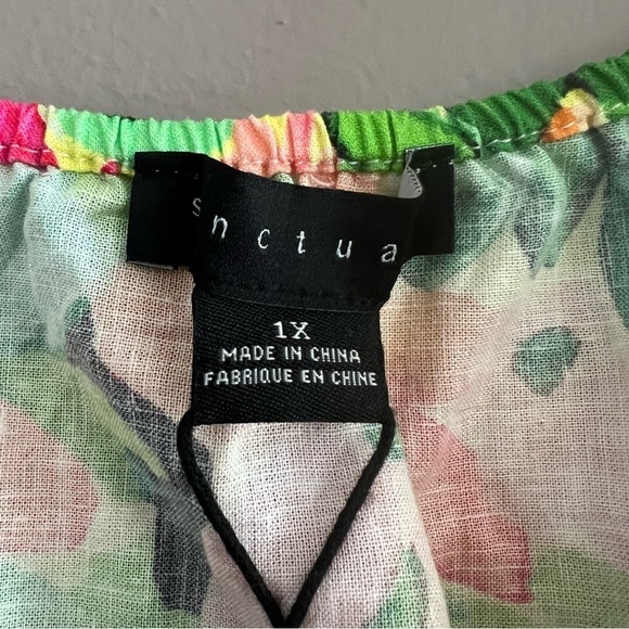 Sanctuary Perfect Time Floral Print Scoop Neck Short Sleeve Top Cropped XL - Picture 5 of 14